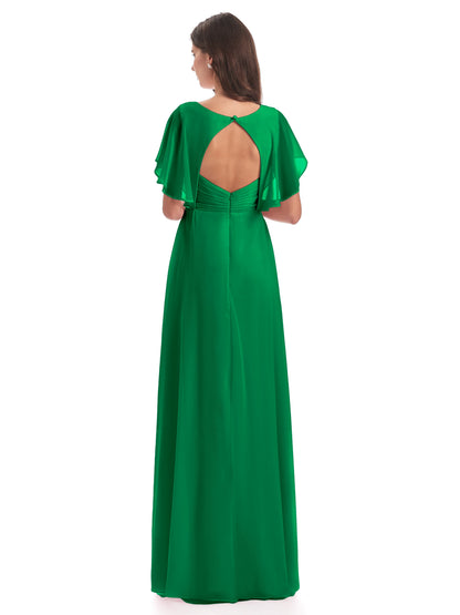 Aria V-Neck Short Sleeves Chiffon Bridesmaid Dresses