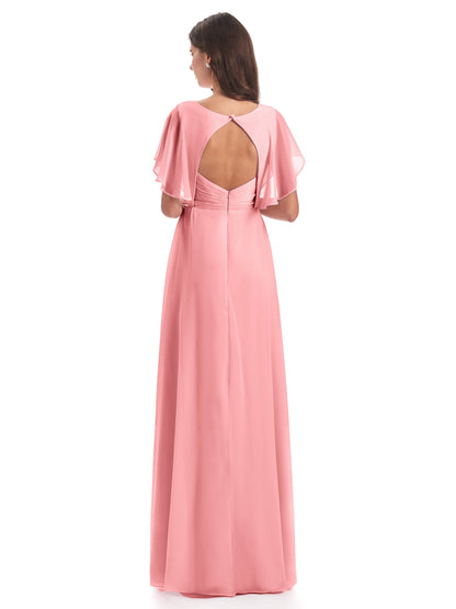 Aria V-Neck Short Sleeves Chiffon Bridesmaid Dresses