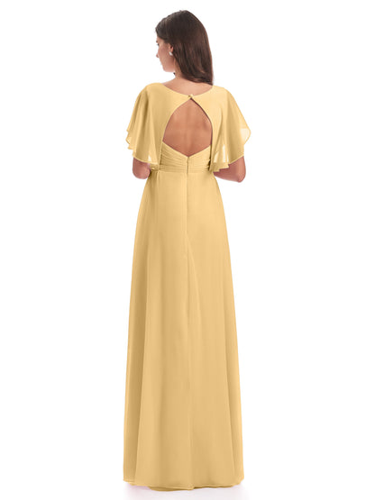 Aria V-Neck Short Sleeves Chiffon Bridesmaid Dresses
