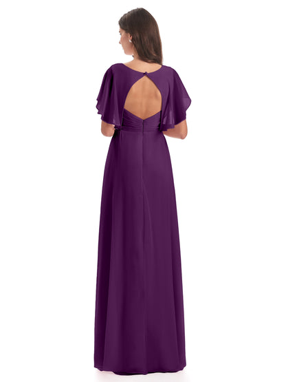 Aria V-Neck Short Sleeves Chiffon Bridesmaid Dresses