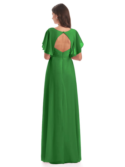 Aria V-Neck Short Sleeves Chiffon Bridesmaid Dresses