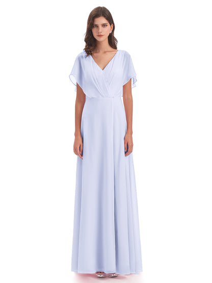 Aria V-Neck Short Sleeves Chiffon Bridesmaid Dresses
