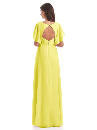 Aria V-Neck Short Sleeves Chiffon Bridesmaid Dresses
