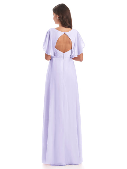 Aria V-Neck Short Sleeves Chiffon Bridesmaid Dresses