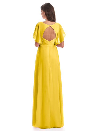 Aria V-Neck Short Sleeves Chiffon Bridesmaid Dresses