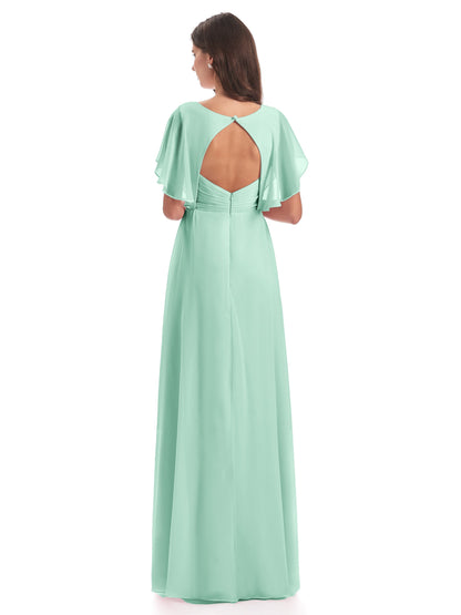 Aria V-Neck Short Sleeves Chiffon Bridesmaid Dresses