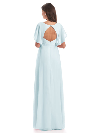 Aria V-Neck Short Sleeves Chiffon Bridesmaid Dresses