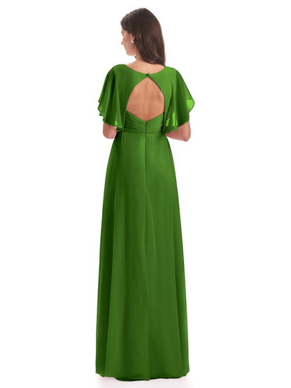 Aria V-Neck Short Sleeves Chiffon Bridesmaid Dresses