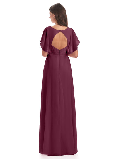 Aria V-Neck Short Sleeves Chiffon Bridesmaid Dresses