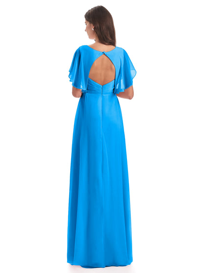 Aria V-Neck Short Sleeves Chiffon Bridesmaid Dresses