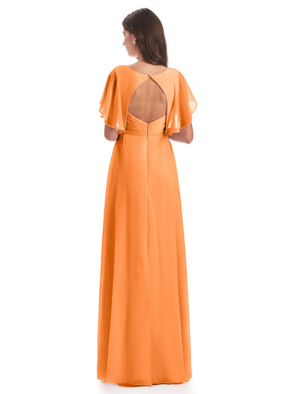 Aria V-Neck Short Sleeves Chiffon Bridesmaid Dresses