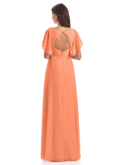 Aria V-Neck Short Sleeves Chiffon Bridesmaid Dresses