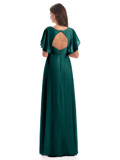 Aria V-Neck Short Sleeves Chiffon Bridesmaid Dresses
