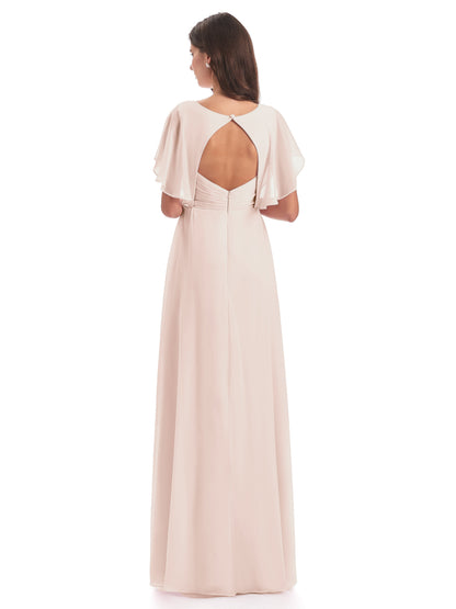 Aria V-Neck Short Sleeves Chiffon Bridesmaid Dresses