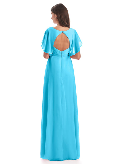 Aria V-Neck Short Sleeves Chiffon Bridesmaid Dresses