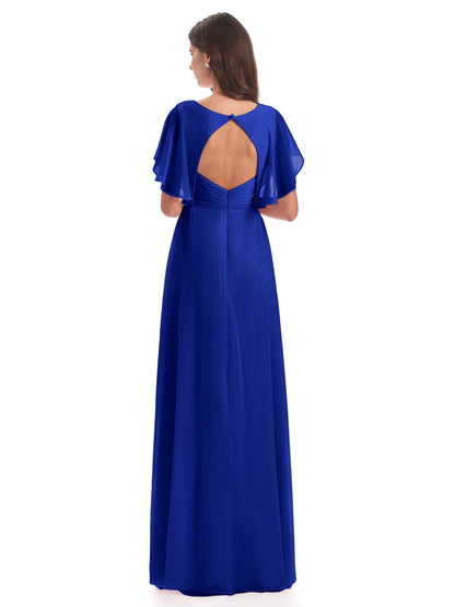 Aria V-Neck Short Sleeves Chiffon Bridesmaid Dresses