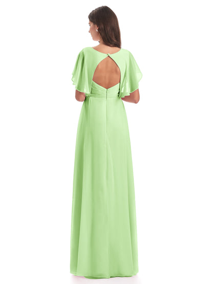 Aria V-Neck Short Sleeves Chiffon Bridesmaid Dresses