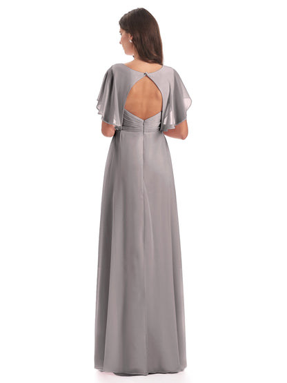 Aria V-Neck Short Sleeves Chiffon Bridesmaid Dresses