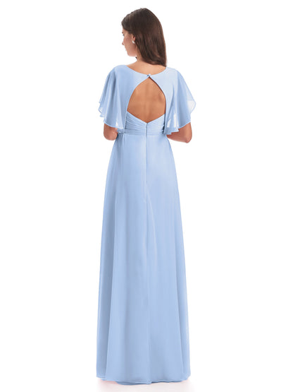 Aria V-Neck Short Sleeves Chiffon Bridesmaid Dresses
