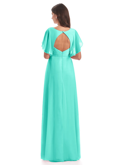 Aria V-Neck Short Sleeves Chiffon Bridesmaid Dresses