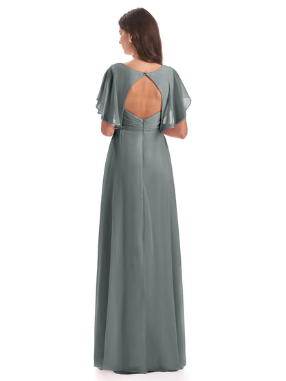 Aria V-Neck Short Sleeves Chiffon Bridesmaid Dresses