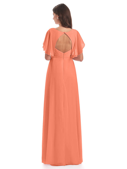 Aria V-Neck Short Sleeves Chiffon Bridesmaid Dresses