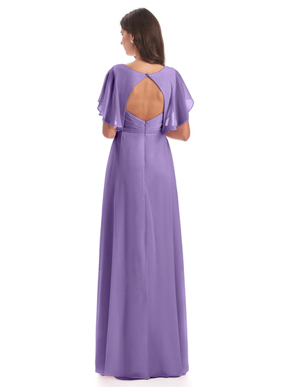 Aria V-Neck Short Sleeves Chiffon Bridesmaid Dresses