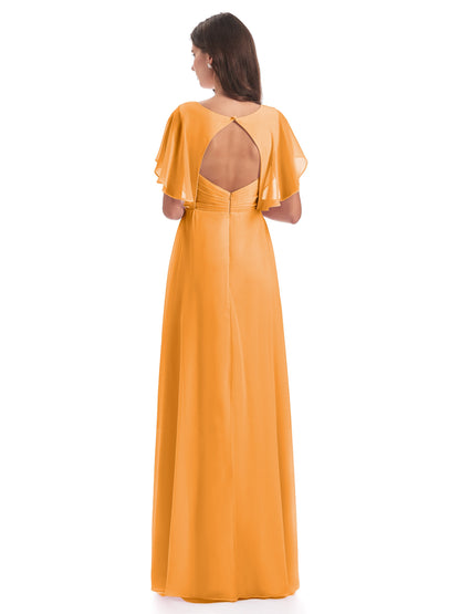 Aria V-Neck Short Sleeves Chiffon Bridesmaid Dresses