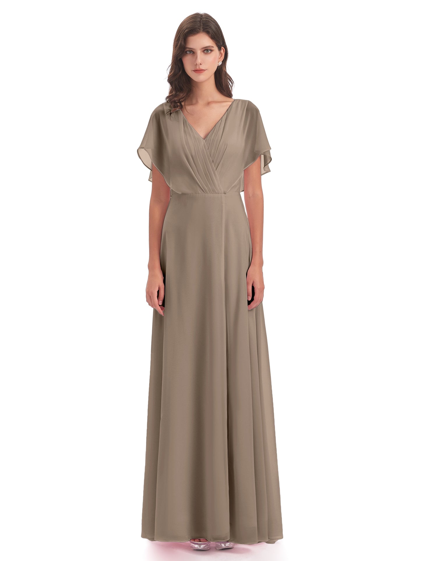 Aria V-Neck Short Sleeves Chiffon Bridesmaid Dresses