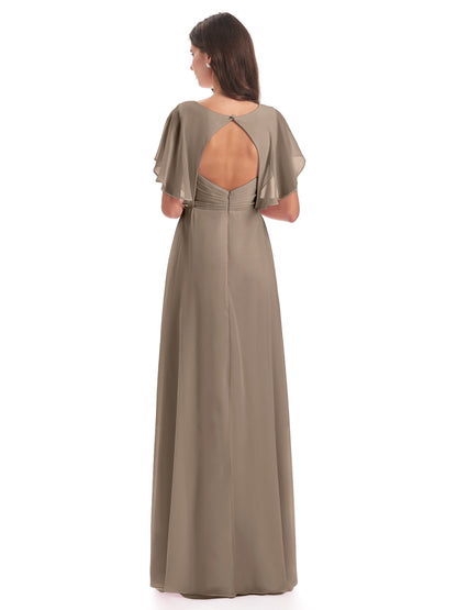 Aria V-Neck Short Sleeves Chiffon Bridesmaid Dresses