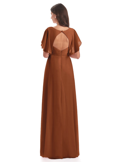 Aria V-Neck Short Sleeves Chiffon Bridesmaid Dresses