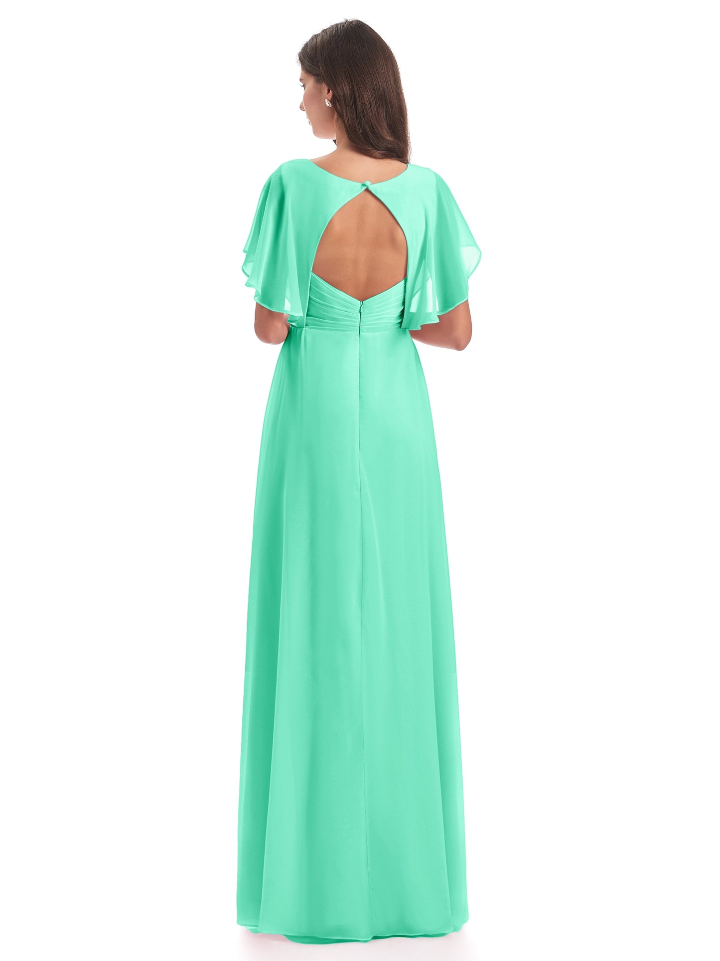 Aria V-Neck Short Sleeves Chiffon Bridesmaid Dresses