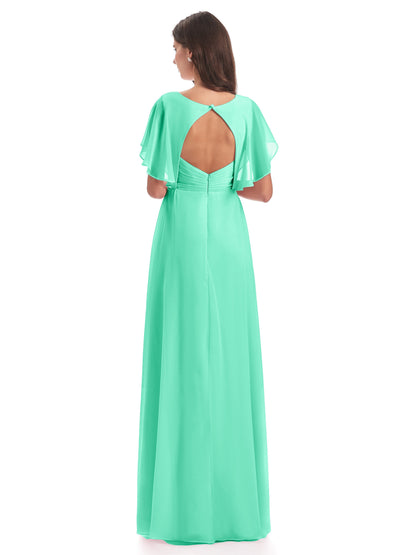 Aria V-Neck Short Sleeves Chiffon Bridesmaid Dresses