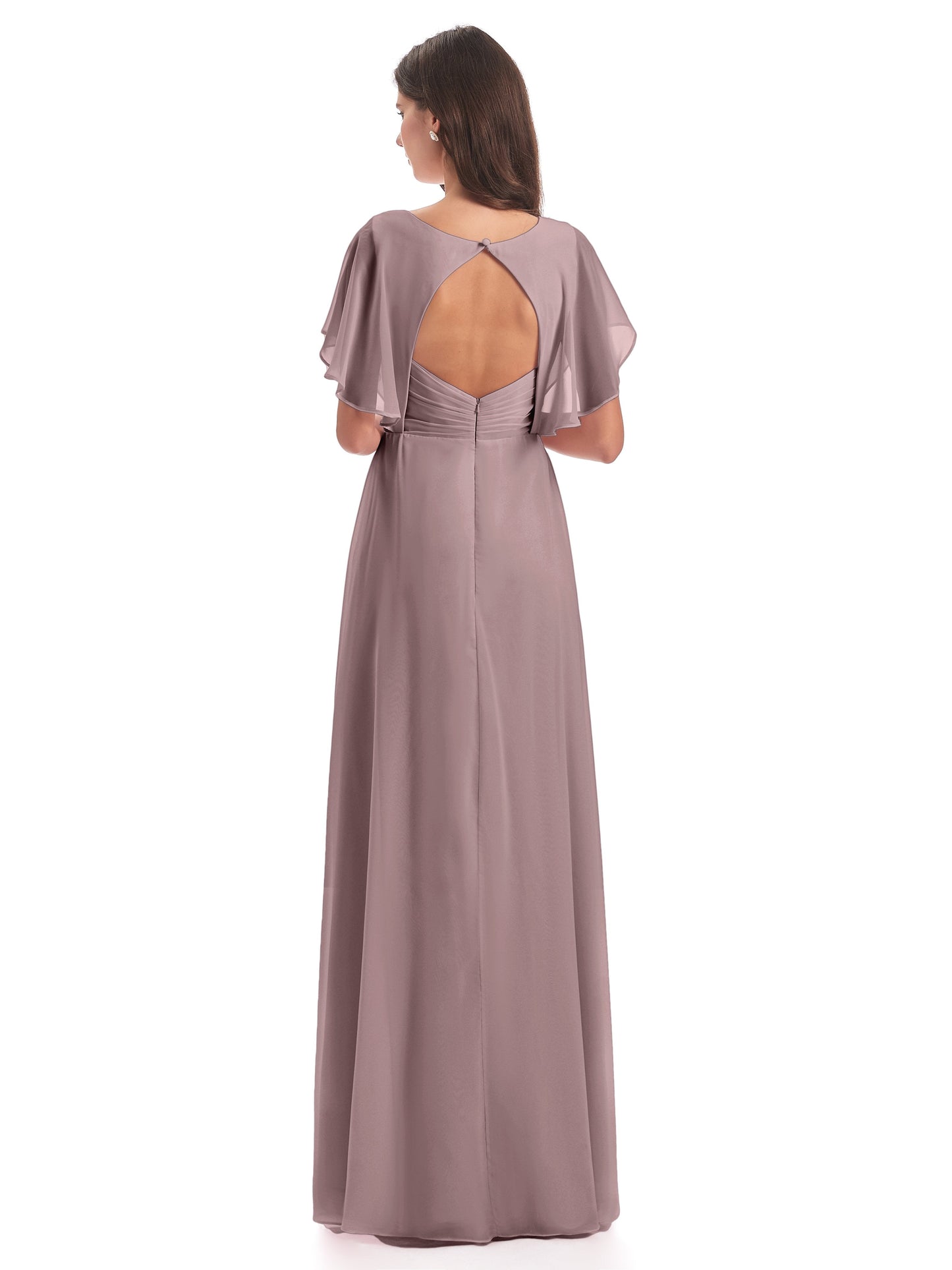 Aria V-Neck Short Sleeves Chiffon Bridesmaid Dresses