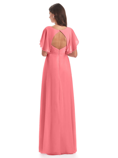 Aria V-Neck Short Sleeves Chiffon Bridesmaid Dresses