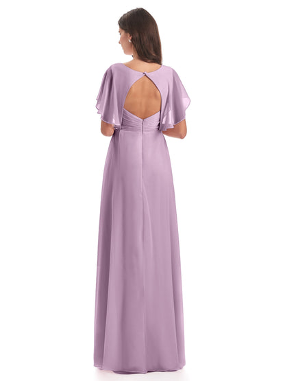 Aria V-Neck Short Sleeves Chiffon Bridesmaid Dresses