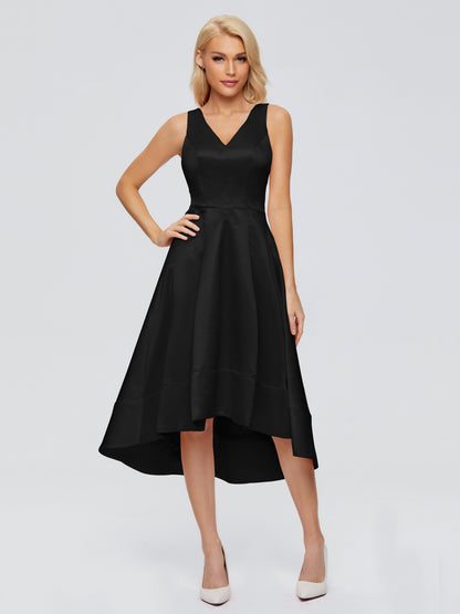 Ashley Straps Knee-length Satin Bridesmaid Dress