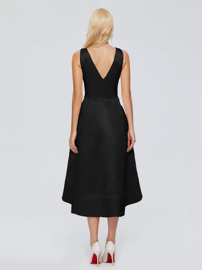 Ashley Straps Knee-length Satin Bridesmaid Dress