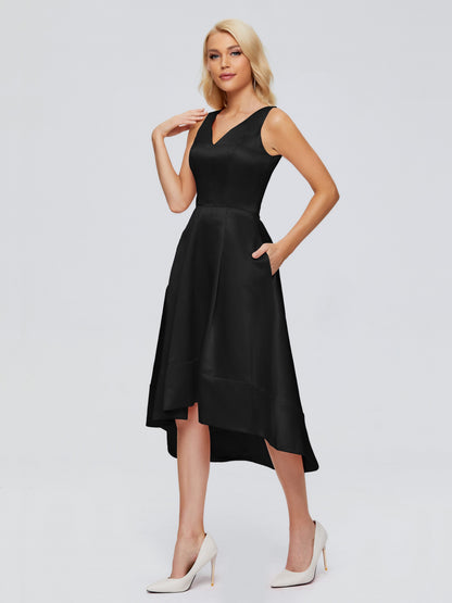 Ashley Straps Knee-length Satin Bridesmaid Dress