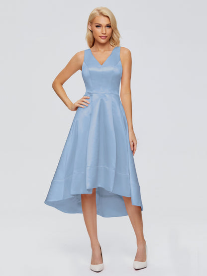 Ashley Straps Knee-length Satin Bridesmaid Dress