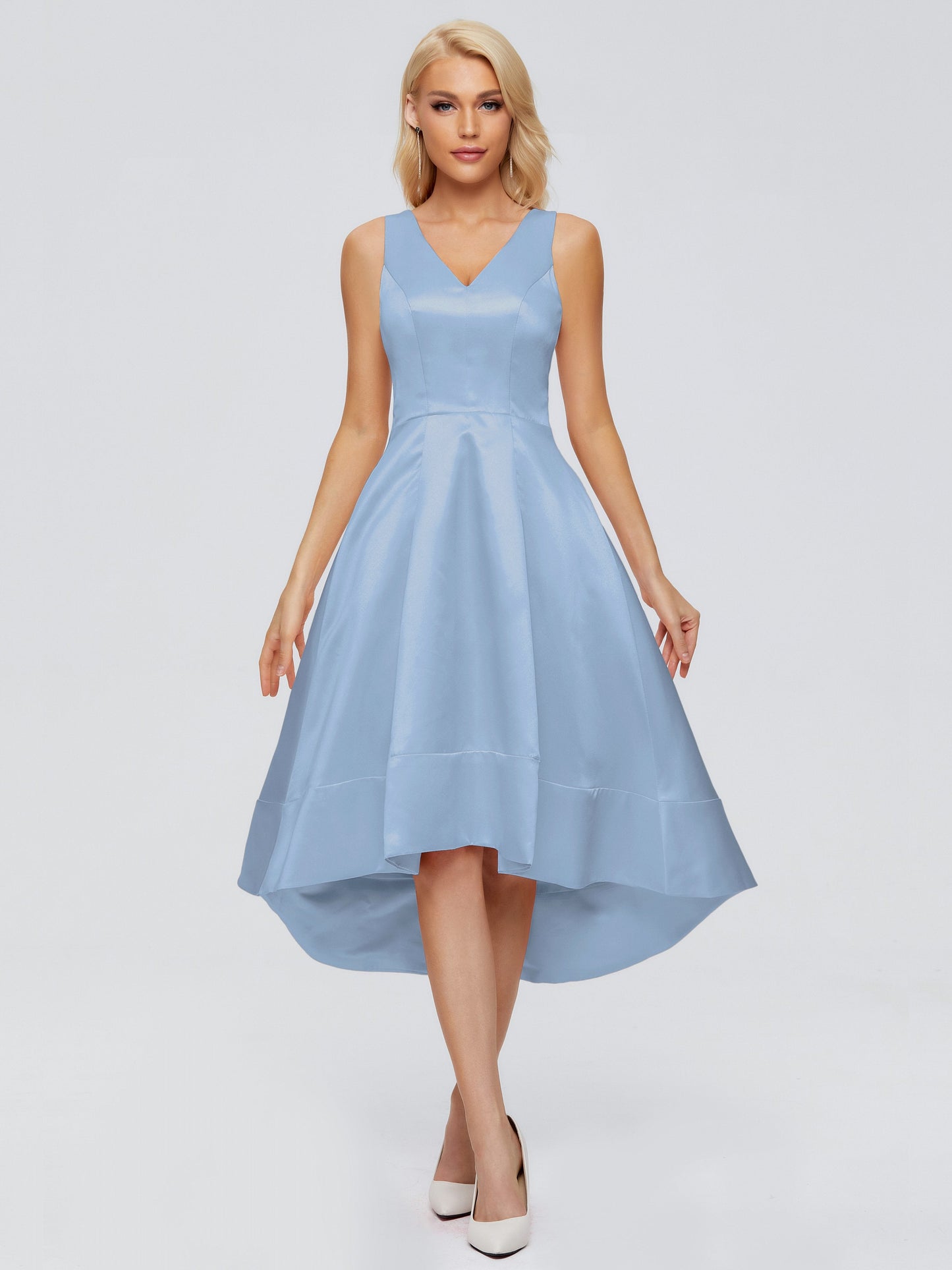 Ashley Straps Knee-length Satin Bridesmaid Dress
