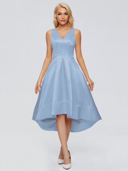 Ashley Straps Knee-length Satin Bridesmaid Dress
