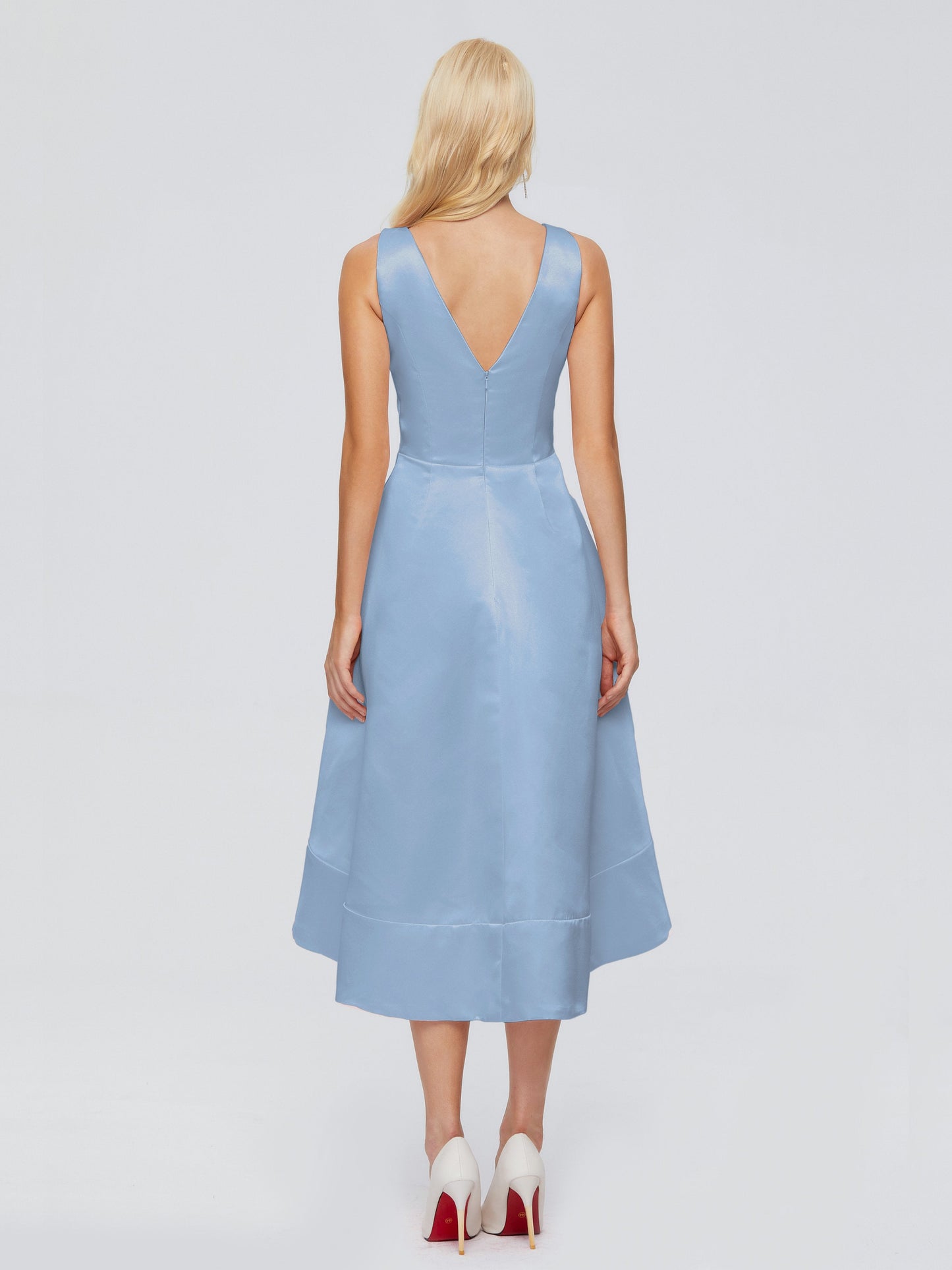 Ashley Straps Knee-length Satin Bridesmaid Dress