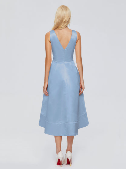 Ashley Straps Knee-length Satin Bridesmaid Dress