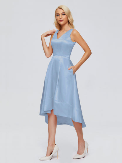 Ashley Straps Knee-length Satin Bridesmaid Dress