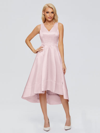Ashley Straps Knee-length Satin Bridesmaid Dress