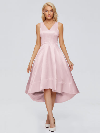 Ashley Straps Knee-length Satin Bridesmaid Dress