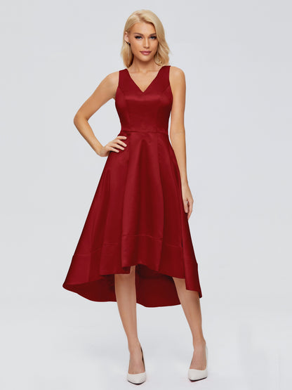 Ashley Straps Knee-length Satin Bridesmaid Dress