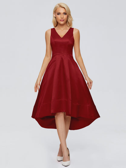 Ashley Straps Knee-length Satin Bridesmaid Dress