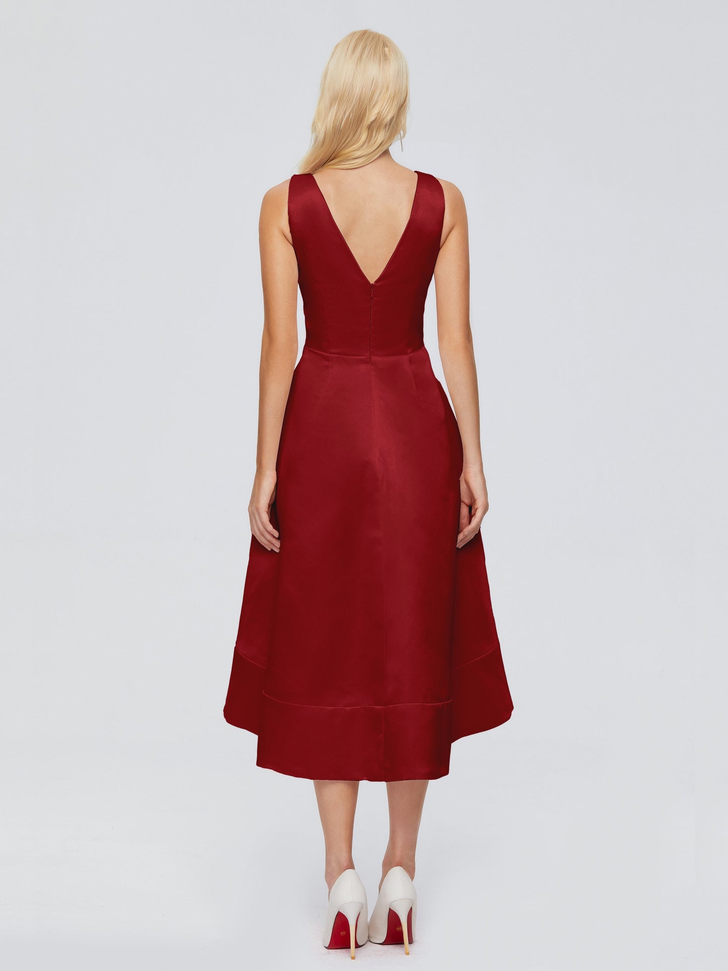 Ashley Straps Knee-length Satin Bridesmaid Dress